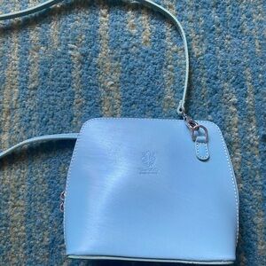 Vera Pelle Small Sky Blue Leather Crossbody Bag